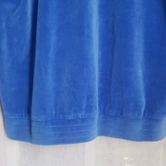 Rebecca Malone Velour Jacket Size S Blue Long Sleeve Front Pockets Zip Up - Picture 9 of 9